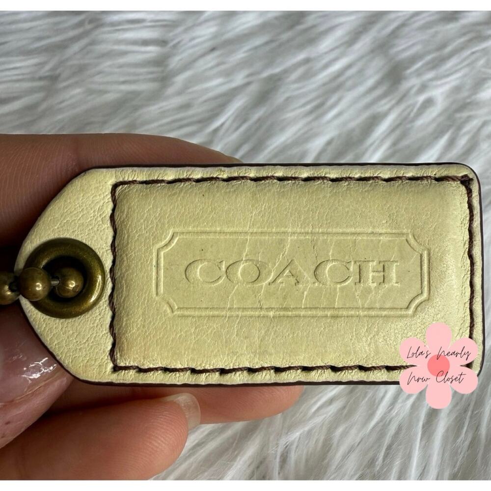 2" y2k COACH Vintage Cream Fob Bag Charm Hang tag Hangtag